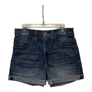 2/$20 - J Crew Medium Blue, Faded Blue Jean Shorts - High Rise - Raw Edge